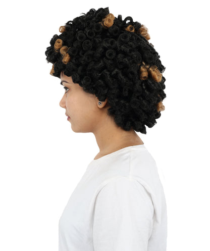 HPO Women' Black & Brown Curly Braiding Hair | Soft Synthetic Pre-Stretched Braids for Halloween, Festivals, Parties, and Creative Hairstyles