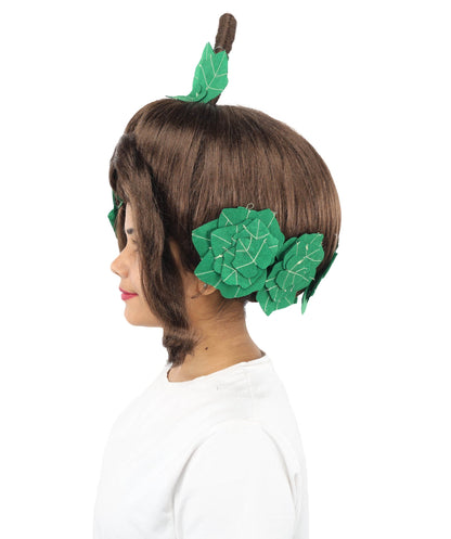 HPO Adult Women's Sculpted Pumpkin Show Wig | Multiple Color Options | Create of synthetic fiber, massive spherical updo with green leaf accents, breathable base | Halloween, theater, drag, performance, party, costume events