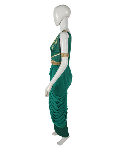 HPO Adult Women’s Medusa Costume | Snake Headpiece, Flowing Gown & Metallic Accents | Mythical Greek Goddess Outfit for Halloween Themed Parties