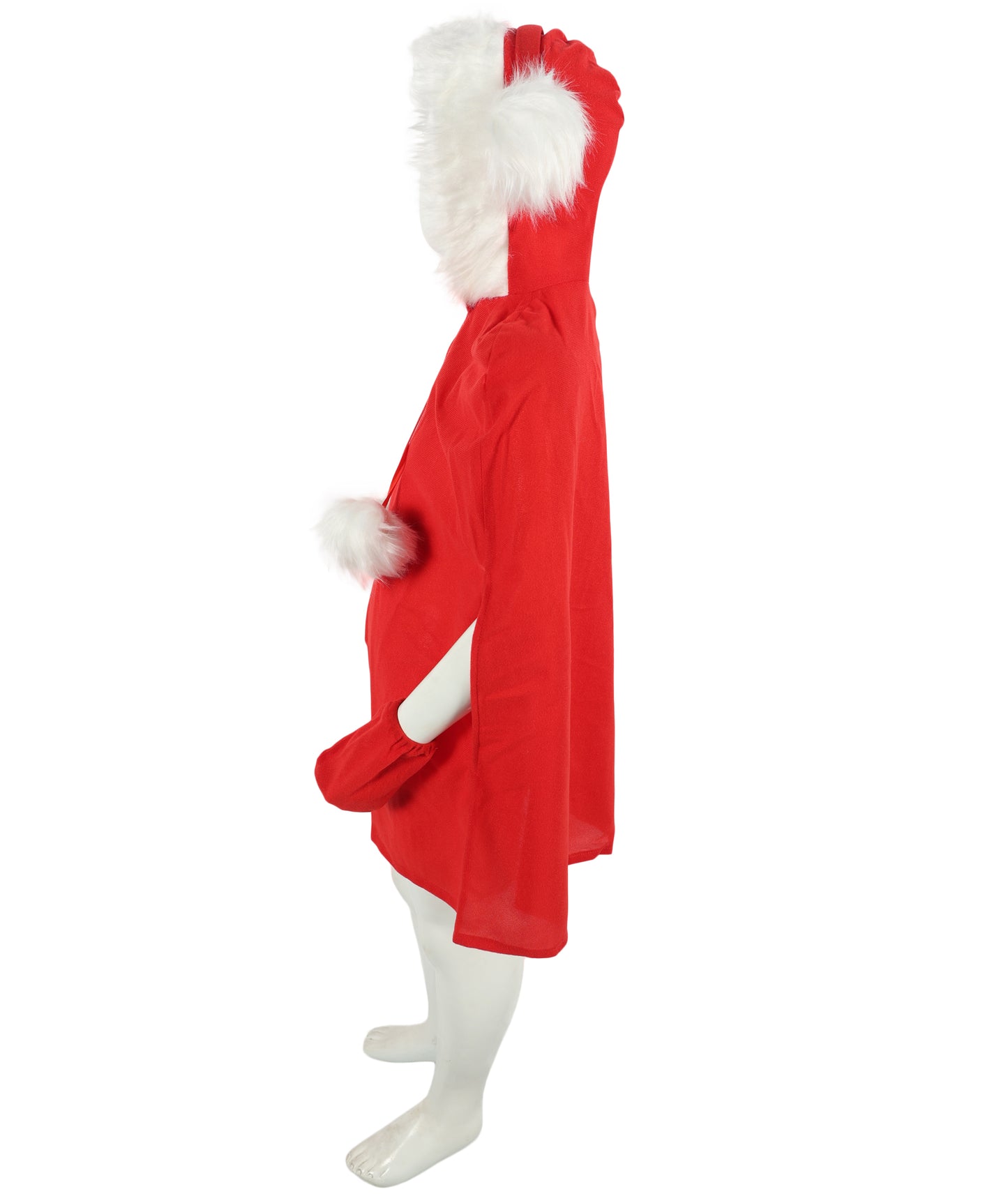 HPO Adult/Teen Women’s Festive Winter Character Costume | Red Holiday Dress with Faux Fur Trim | Lightweight Breathable Fabric –  for Parties & Stage