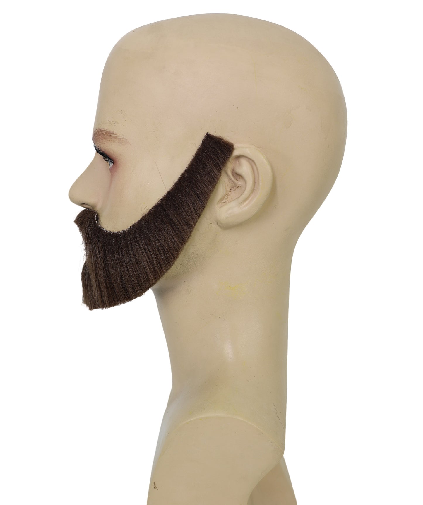 HPO Men's Brown Chinstrap Beard | Trim brown U-shape facial hair design | Ideal for party, Halloween, cosplay, theater, drag, performance, costume events