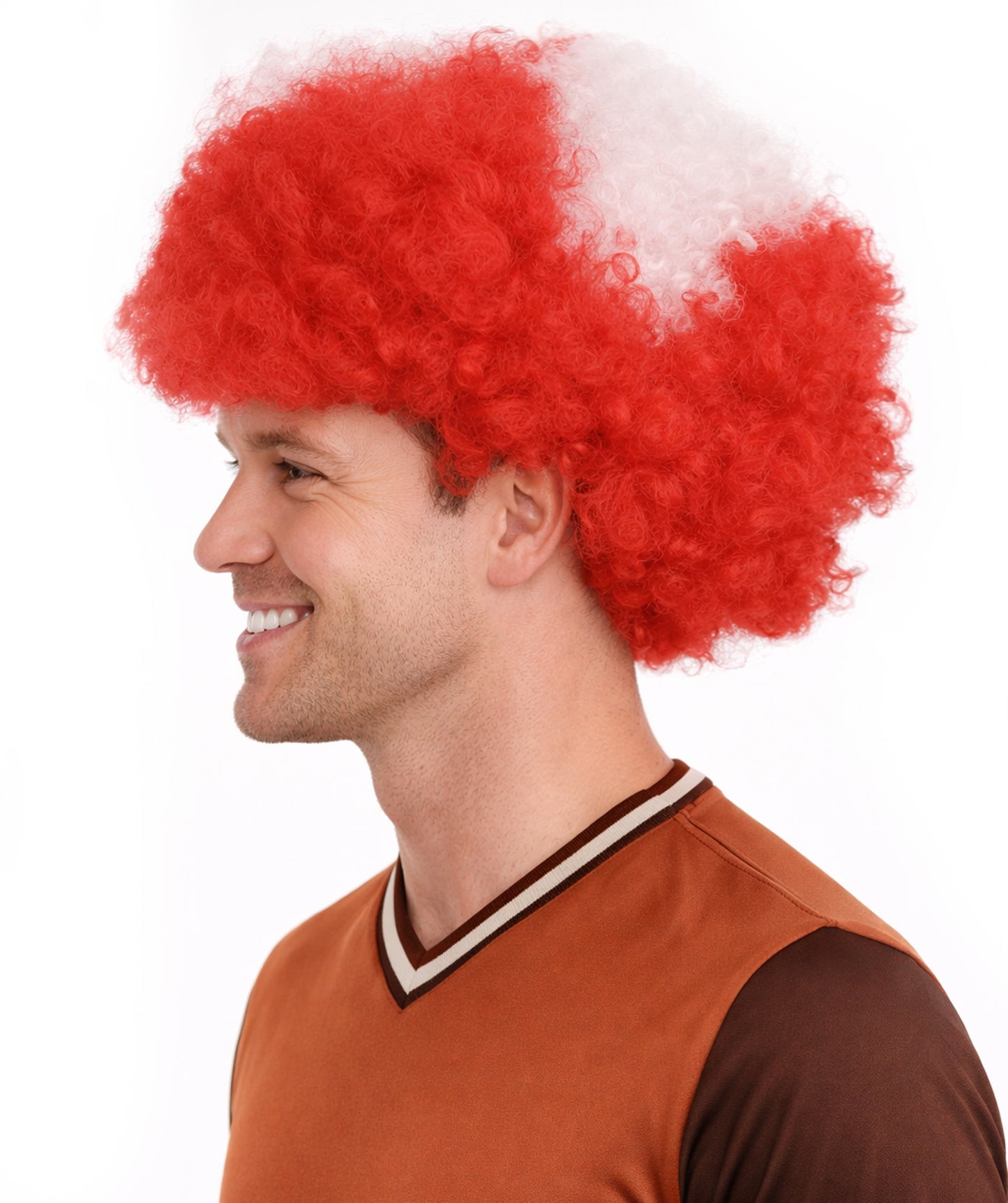 Switzerland Sport Afro Fun Wig | Red White Jumbo Wig