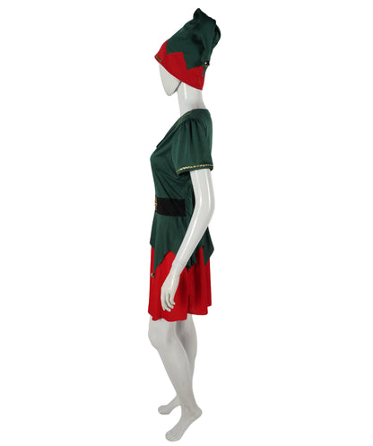 HPO Adult Women’s Elf Costume | Red & Green Christmas Outfit | Holiday Party, Cosplay & Themed Event Costume