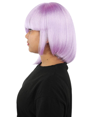 HPO Adult Women's Asymmetrical Bangs Bob Wig | Multiple Color Options | Create of synthetic fiber, sleek straight volume, breathable capless base | Party, Halloween, theater, drag, performance, costume events