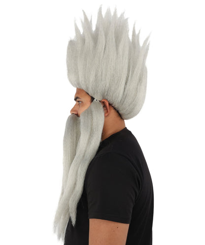 Wild Man Wig Beard & Mustache Set | Voluminous Multicolor Options Messy Hair with Matching Facial Hair, Synthetic Fiber & Breathable Cap | Halloween, Jungle Roleplay, Theater, Carnival & Costume Party