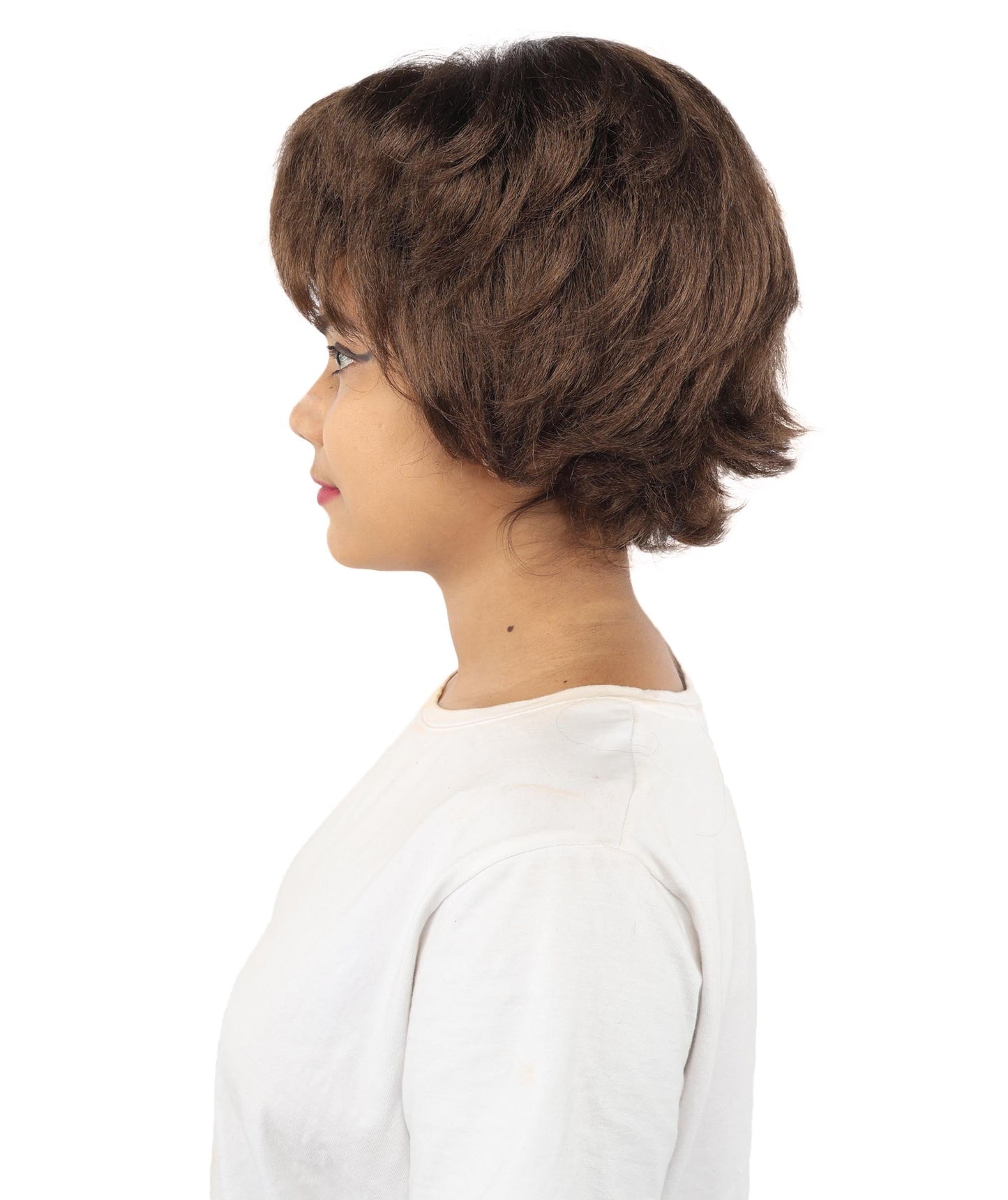 HPO Adult Women's Short Silver White Pixie Wig  | Edgy Layered Cut with Bangs | Synthetic Hair Wig for Stage Fashion, Cosplay, Halloween & Bold Party Looks