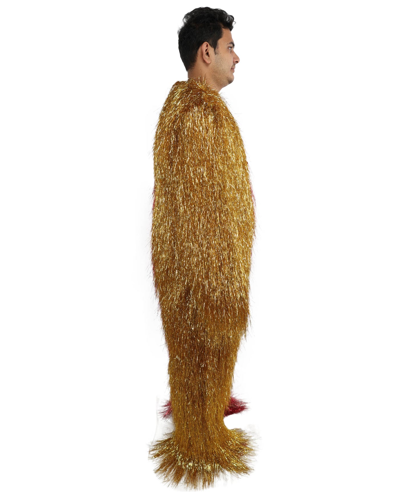 HPO Unisex Tinsel Hairy Two-Part Costume, Bundle & Mask Set | Full-Body Suit & Matching Mask | Long Hair Funny Costume for Halloween, Performers, Cosplay & Mascots