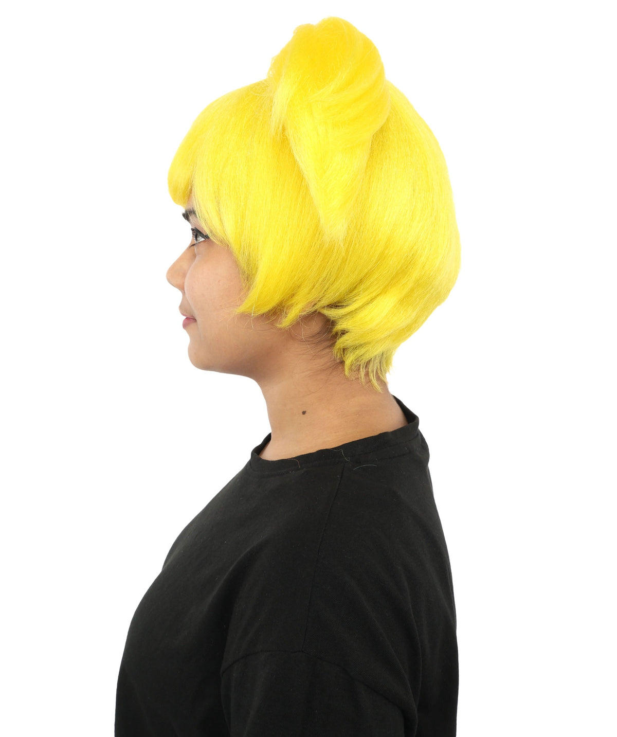HPO Adult Women's Anime Trainer Character Wig | Vibrant hue multicolor options, create of synthetic fiber, short choppy bob with high side ponytail, breathable base | Cosplay, Halloween, theater, party, performance, costume events
