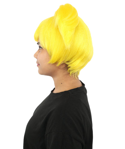 HPO Adult Women's Anime Trainer Character Wig | Vibrant hue multicolor options, create of synthetic fiber, short choppy bob with high side ponytail, breathable base | Cosplay, Halloween, theater, party, performance, costume events