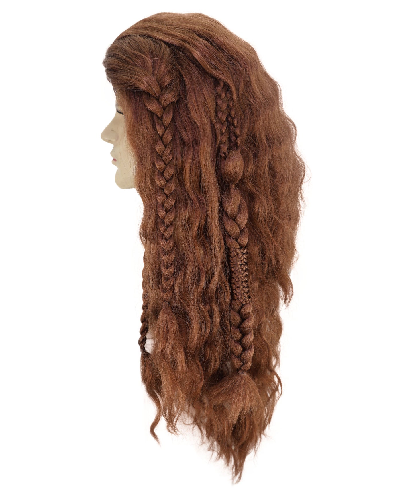 HPO Men's Long Wavy Copper Wig | Synthetic Hair | Natural Layered Style for Cosplay, Halloween & Party Events