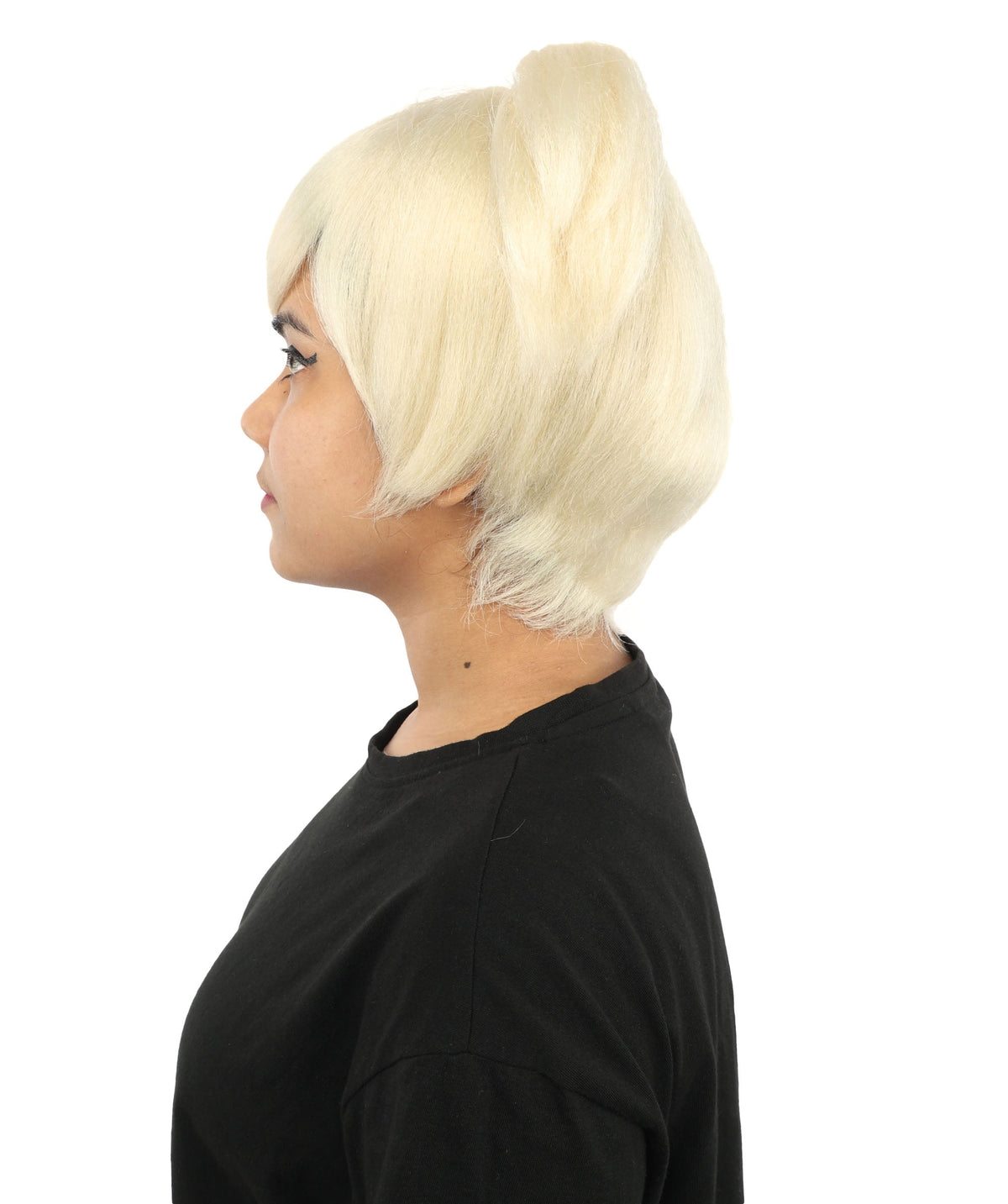 HPO Adult Women's Anime Trainer Character Wig | Vibrant hue multicolor options, create of synthetic fiber, short choppy bob with high side ponytail, breathable base | Cosplay, Halloween, theater, party, performance, costume events