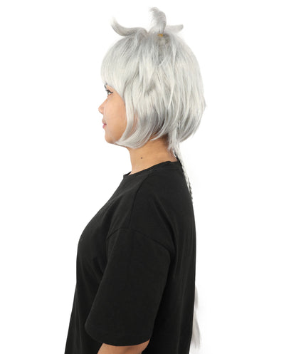 HPO Adult Women's Animal Ear Braided Wig | Multiple Color Options | Synthetic fiber, short bob with sculpted ears and long micro-braids, breathable base | Party, Halloween, theater, drag, performance, costume events