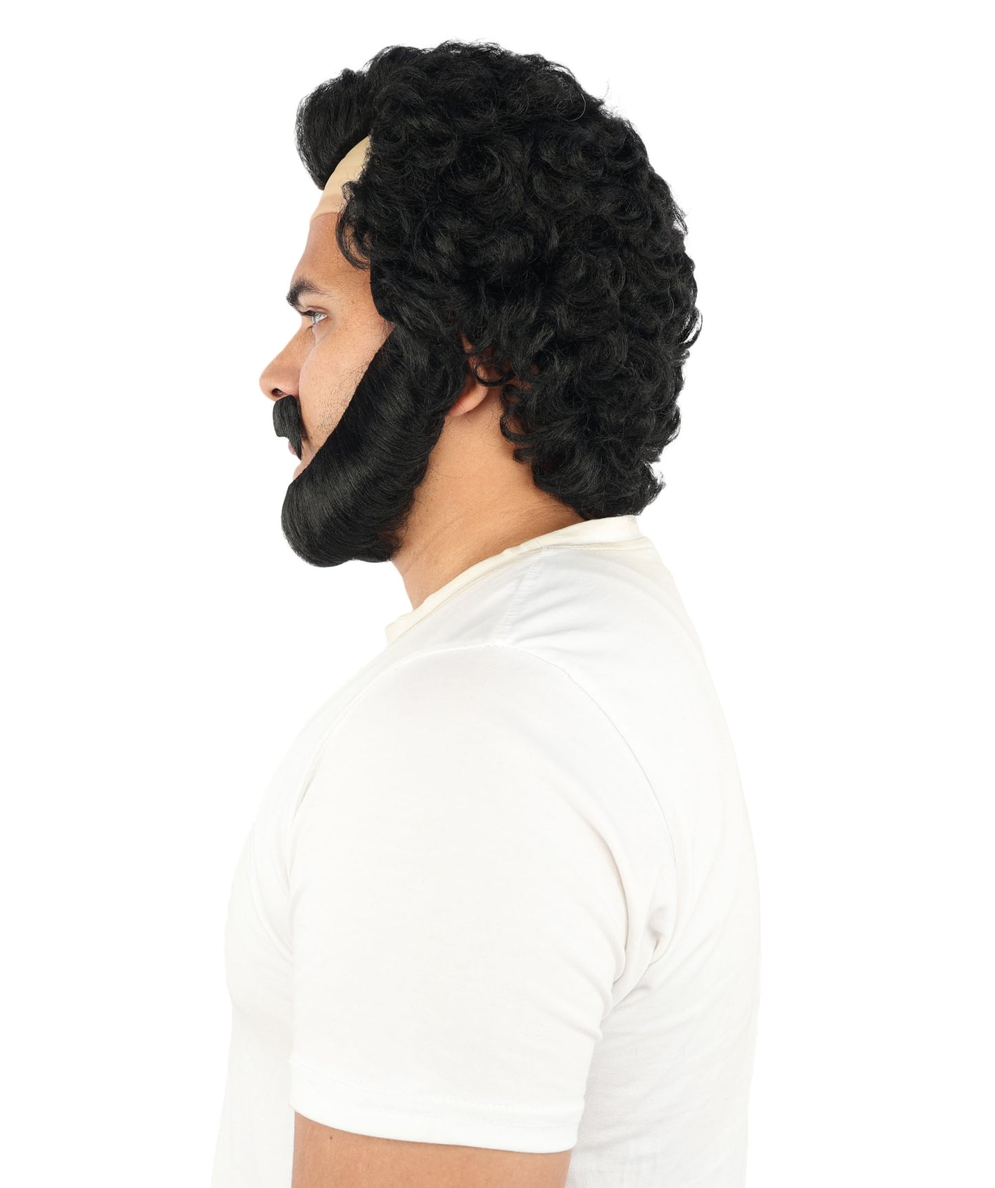 HPO Men’s Short Brown Curly Wig Beard & Mustache Set – Messy Sleepy Style Wig with Natural Afro Curls | Animated Movie-Inspired for Halloween & Cosplay Characters