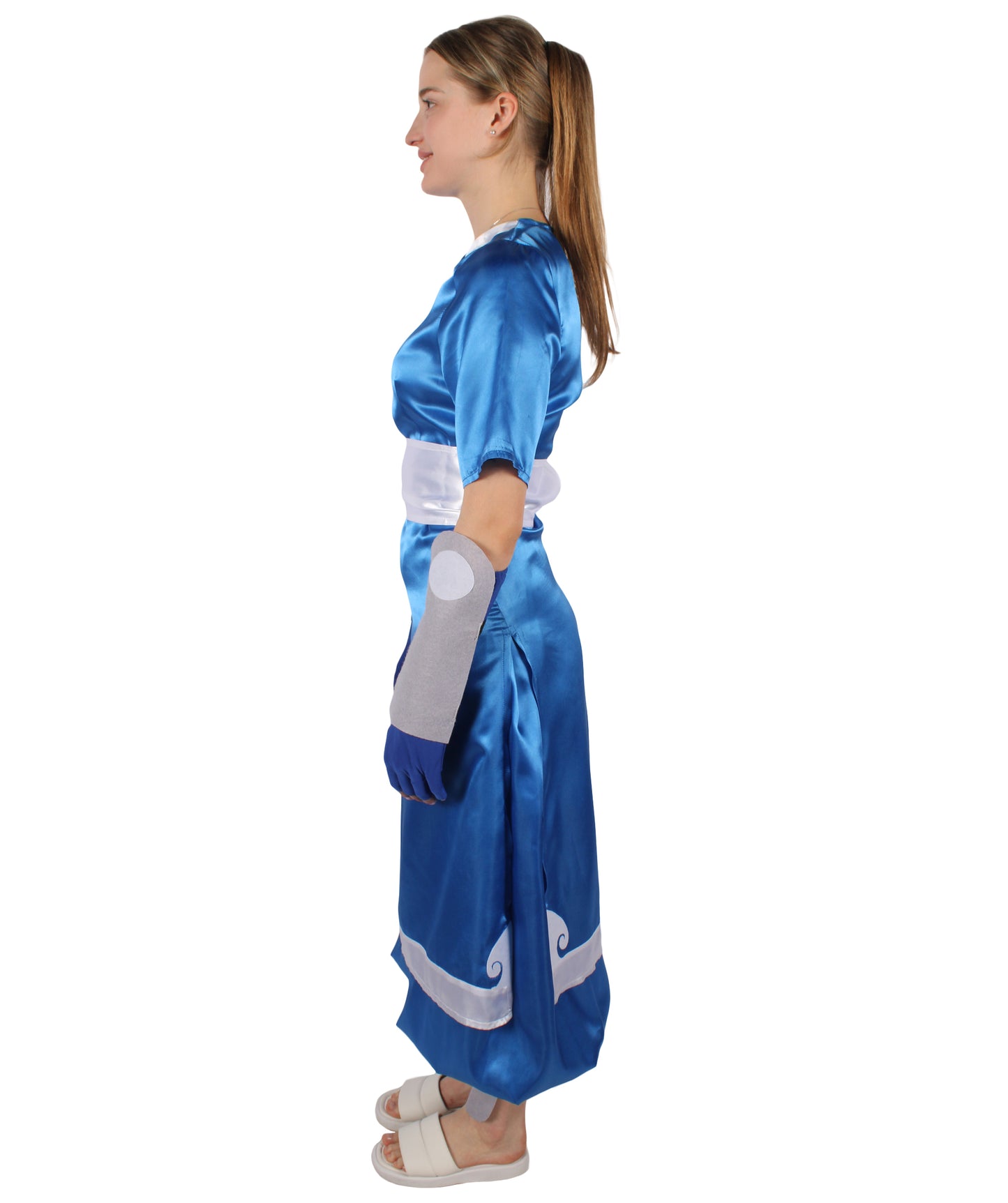 HPO Women's American Anime Series Water Controller Blue & White Long Costume Set I Suitable for Halloween I Flame-retardant Synthetic Fabric