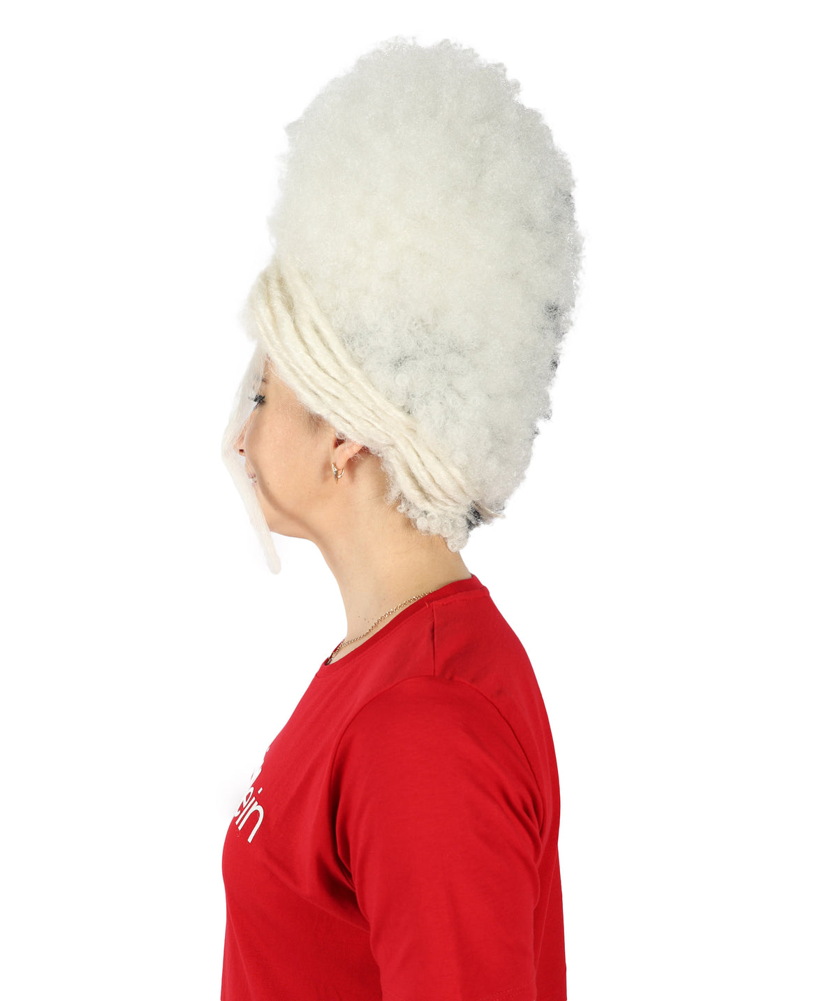 Women's 16" Inch Medium Length Halloween Fancy Afro Puff Good as Hell Goddess Costume Wig, Synthetic Fiber Hair with Braids, | HPO