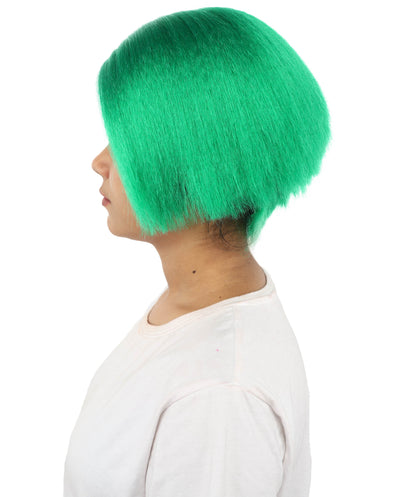HPO Women’s Neon Yellow Bob Wig with Bangs—Bright Straight Cut Wig | Celebrity Inspired Hairpiece for Party, Halloween and Cosplay