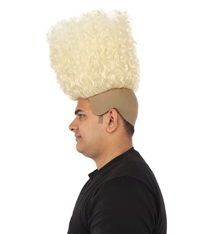 HPO Men’s Tall Afro Wig | Multicolor Options | Animated Scientist Style Hair | Funny Hairpiece with Bouncy Curls and Capless Cap | Retro Nerd Look for Parties, Shows & Halloween