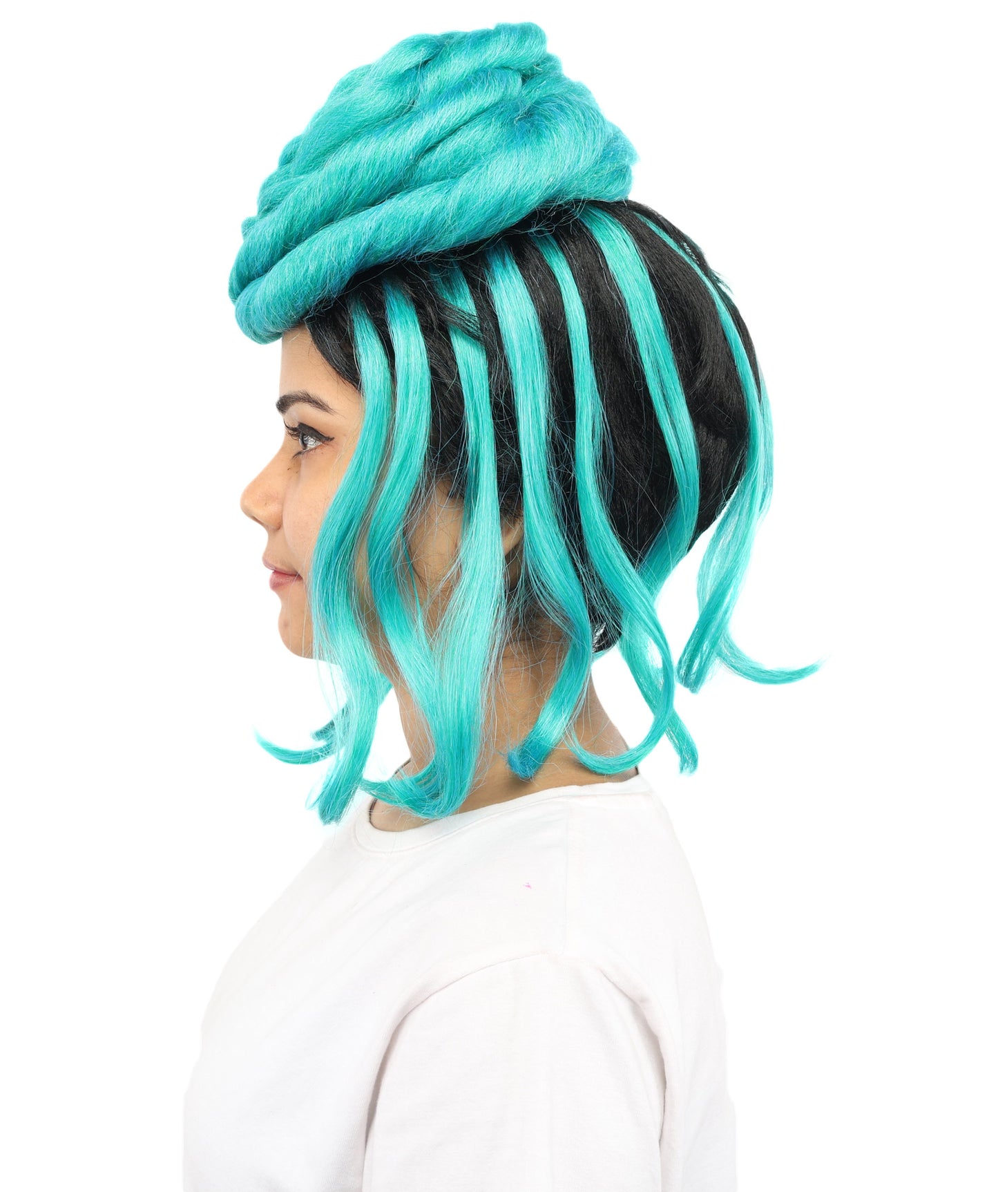 HPO Women's Wild Shaggy Rocker Wig | Multi-colored dark base, create of synthetic fiber, massive frizzy volume, breathable base | Party, Halloween, theater, drag, performance, costume events