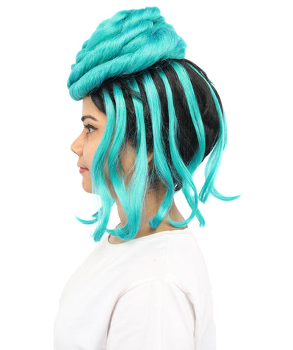 HPO Women's Wild Shaggy Rocker Wig | Multi-colored dark base, create of synthetic fiber, massive frizzy volume, breathable base | Party, Halloween, theater, drag, performance, costume events