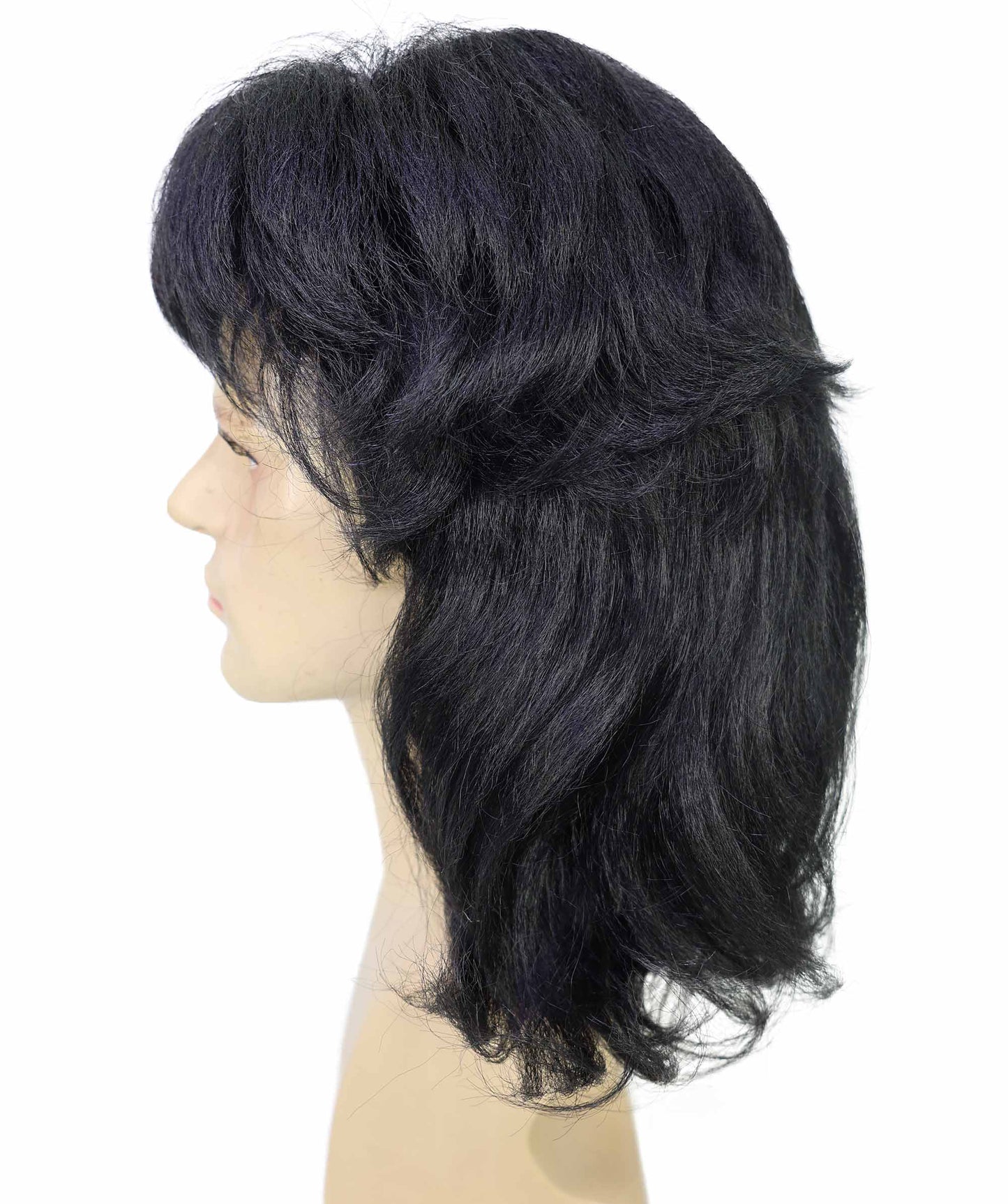 HPO  Men’s Signer-Inspired Black Wavy Wig | Halloween and Cosplay Wig | Flame-retardant Synthetic Fiber