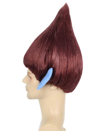 HPO Men's Pointy Diamond Guy Troll Wig with Blue Ears,Multiple Color,Flame-Retardant Synthetic Fiber