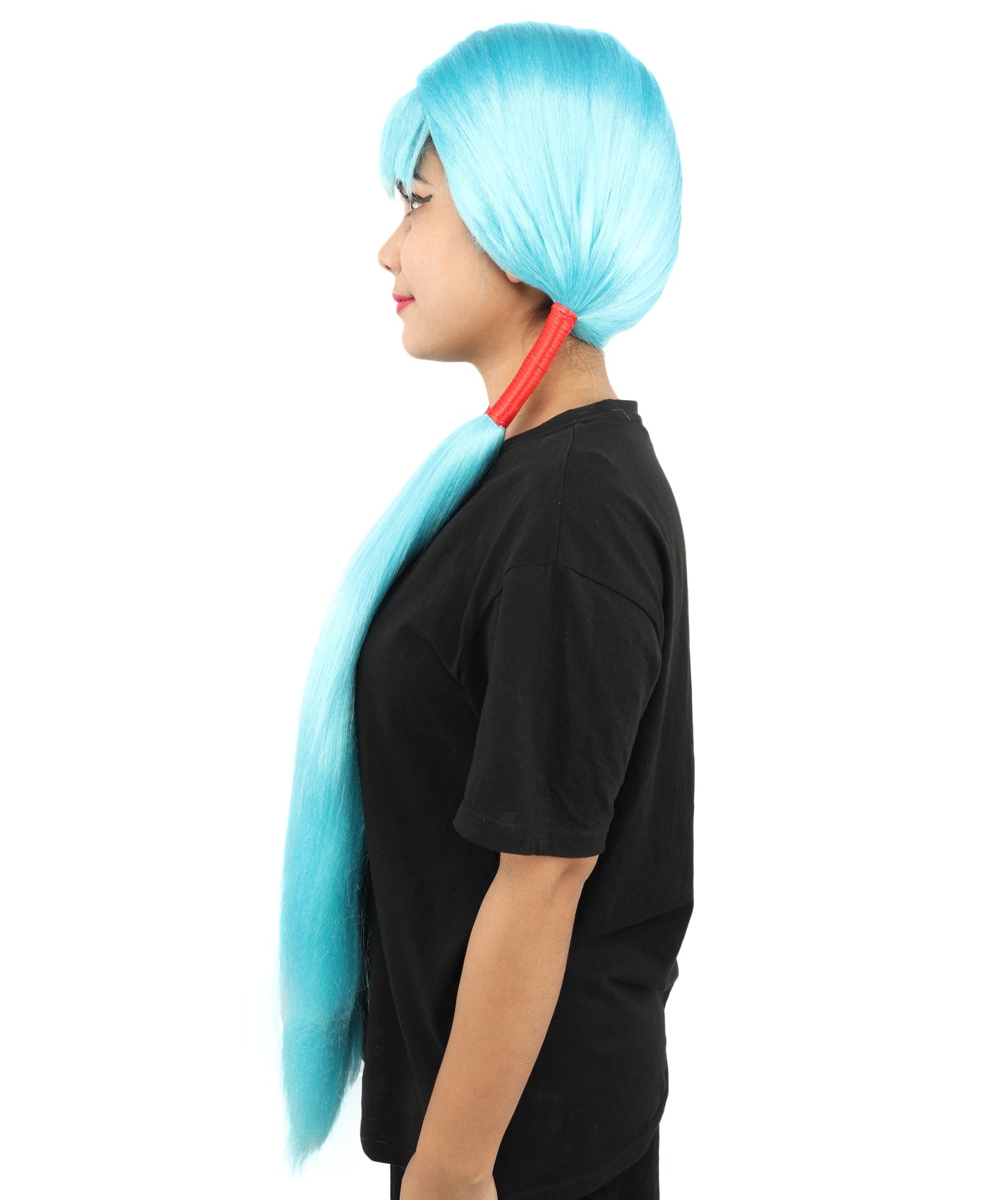 HPO Women's Extra Long Pigtail Wig | Multicolor Options | Floor Length Straight Twin Tails with Bangs, Heat Friendly Synthetic Fiber & Adjustable Cap | Halloween, Fairy Roleplay, Magical Girl Theme, Theater & Carnival