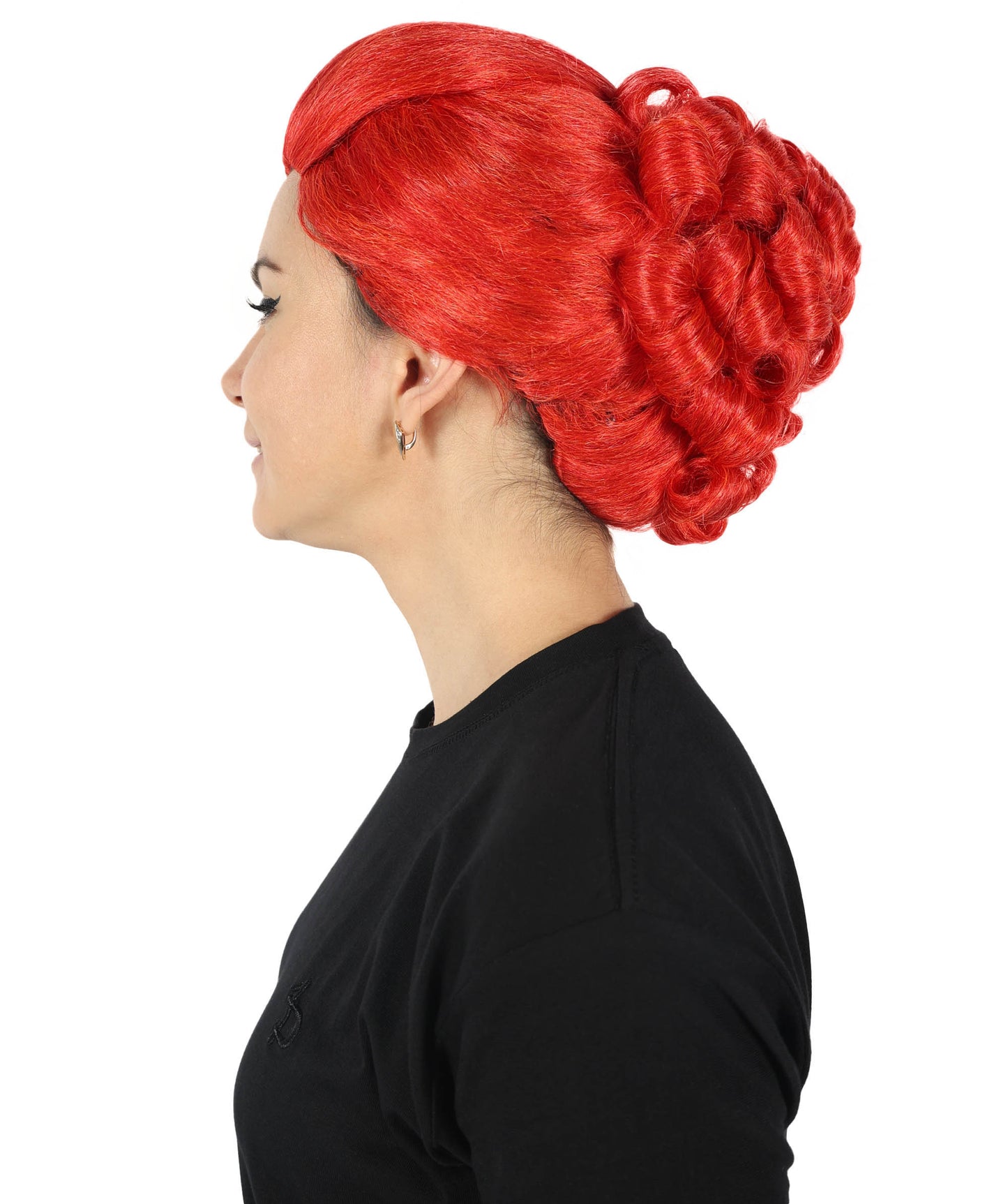HPO Adult Women Faith Blossom Swirl Updo Lace Front Red Wig | Synthetic Styled Wigs | Perfect for Prom Wedding Luxury Events, Church Everyday Wear and Mother’s Day