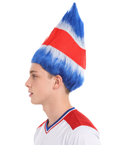 Costa Rica Flag Sport Troll Wig | Fancy  Halloween Wigs | Premium Breathable Capless Cap