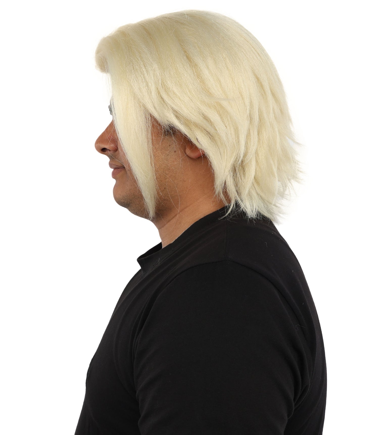 HPO Men's Two Tone Black & White Layered Anime Hair | Frosted Tips Messy Style, Natural Matte Finish, Adjustable Interior Net & Durable Strands | Carnival, Dress Up, Fantasy Conventions, Theater & Photo Shoots