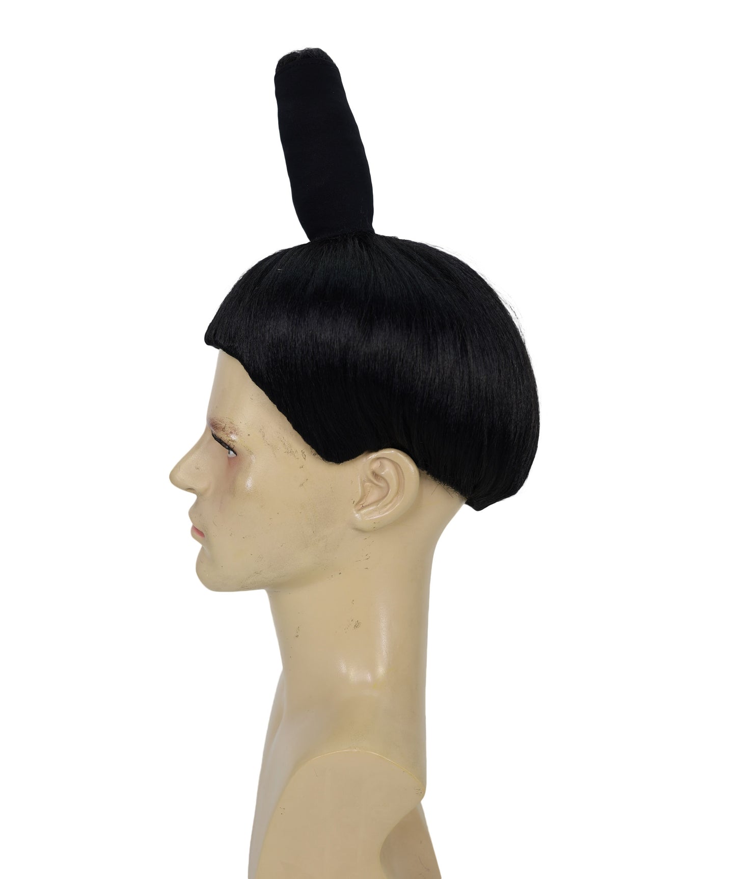 HPO Adult Mens's Sumo Wrestler Wig | Asian Japanese Warrior Gothic Hairpiece | Traditional Topknot Bun Synthetic Wig | Halloween Cosplay Accessory