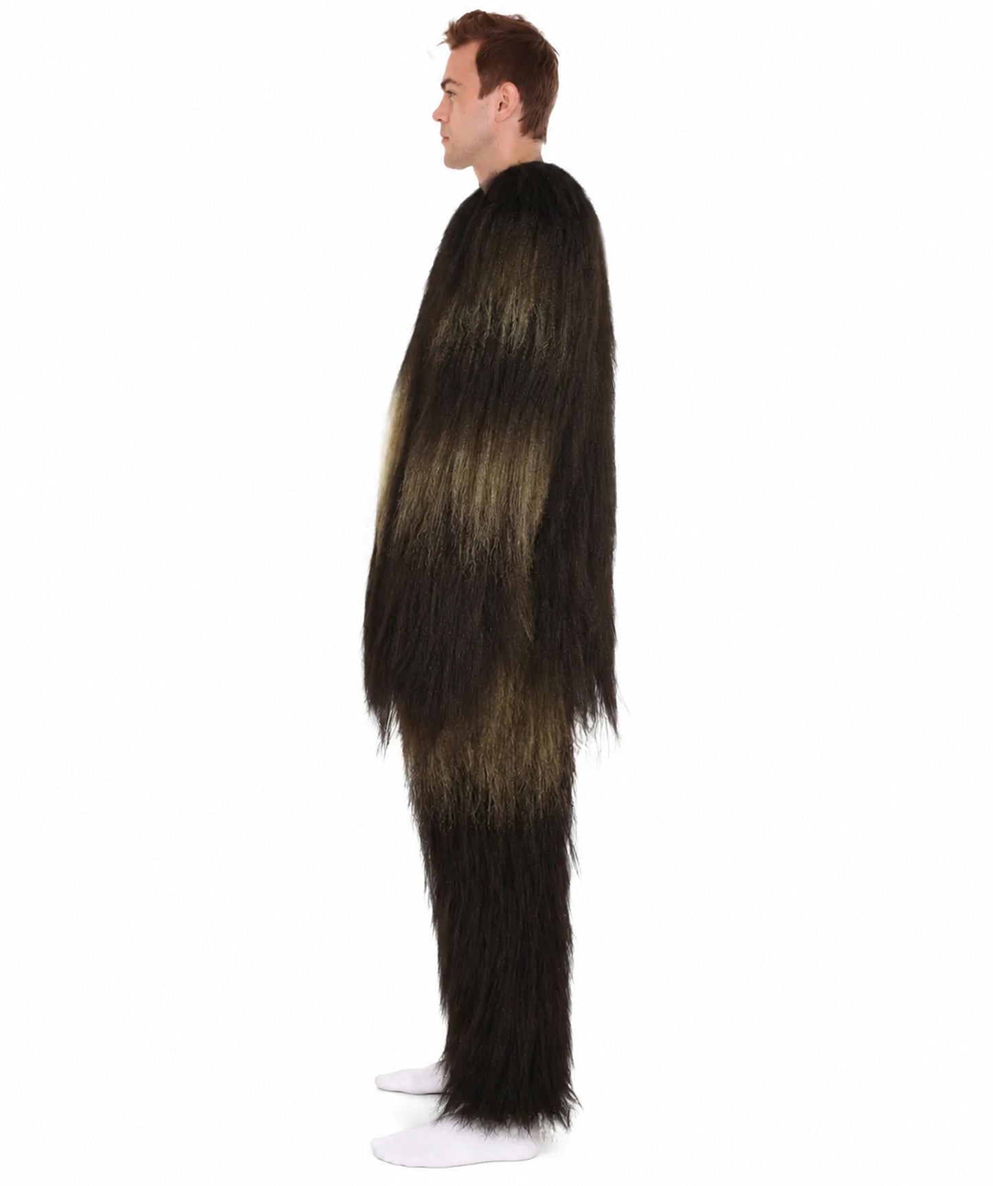 Long Hairy Elder Warrior Ape Military Leader Resistance Fighter Dark Brown Costume