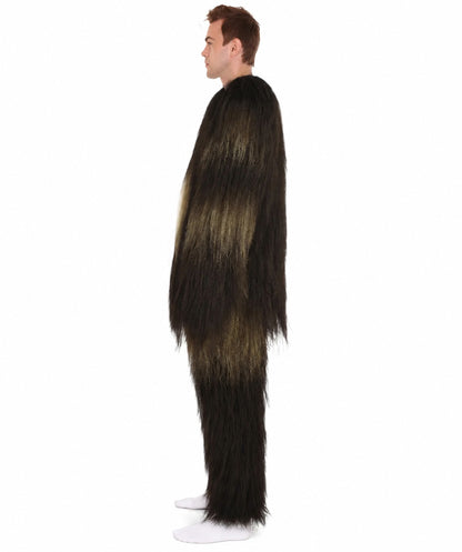 Long Hairy Elder Warrior Ape Military Leader Resistance Fighter Dark Brown Costume