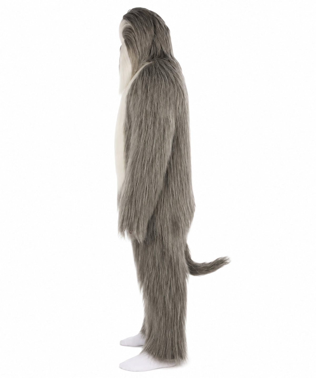Furry Dog Collection | Men's White and Grey Straight Long Furry Dog Fancy  Costume with Tail