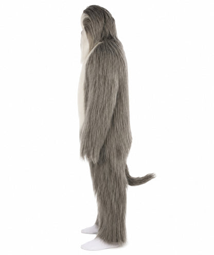 Furry Dog Collection | Men's White and Grey Straight Long Furry Dog Fancy  Costume with Tail