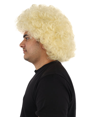 HPO Men's Soft Curly Afro Wig with Multiple Color Options | Flame-Retardant Synthetic Fiber | Perfect for Halloween, Cosplay and Themed Parties