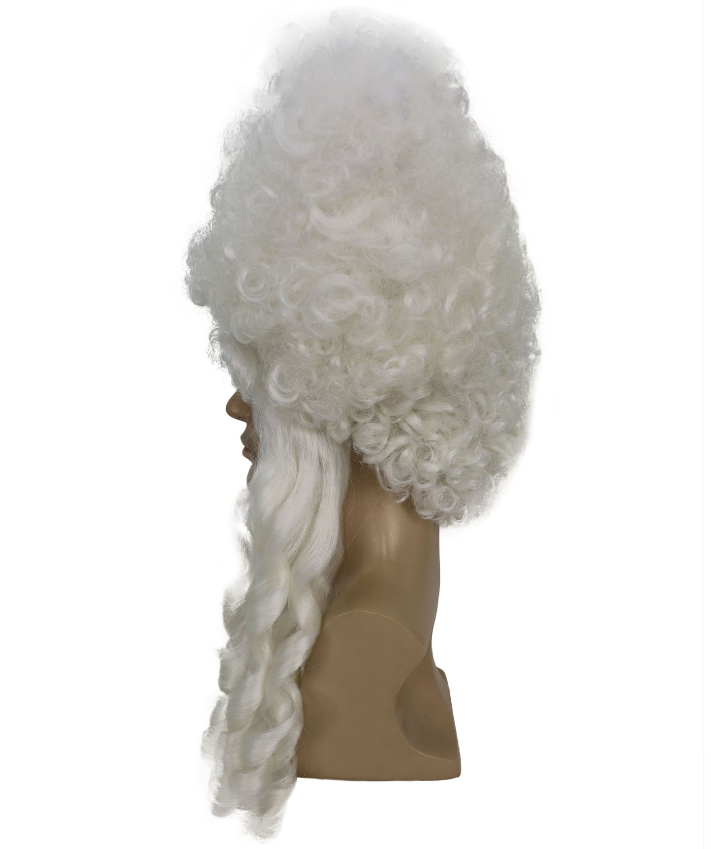 HPO Men’s Colonial Gentleman Wig | White Curly Historical Hairpiece | Costume Wig for Halloween Parties Cosplay Stage & Roleplay