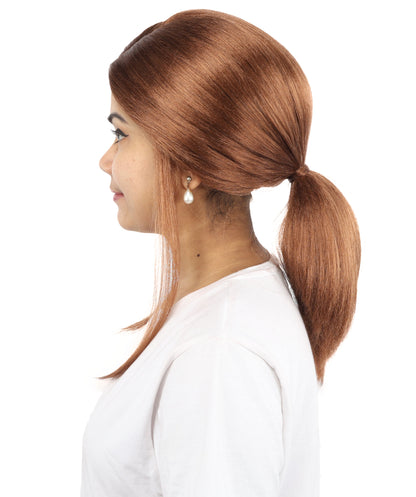 HPO Women’s Margo Gru-Inspired Long-Length Brown Wig | 17 Inch Hairpiece Halloween, Cosplay, and Themed Parties | Natural-Looking Synthetic hair with Capless Cap