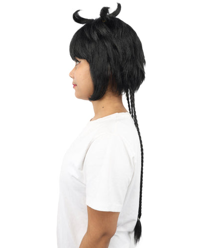 HPO Adult Women's Animal Ear Braided Wig | Multiple Color Options | Synthetic fiber, short bob with sculpted ears and long micro-braids, breathable base | Party, Halloween, theater, drag, performance, costume events