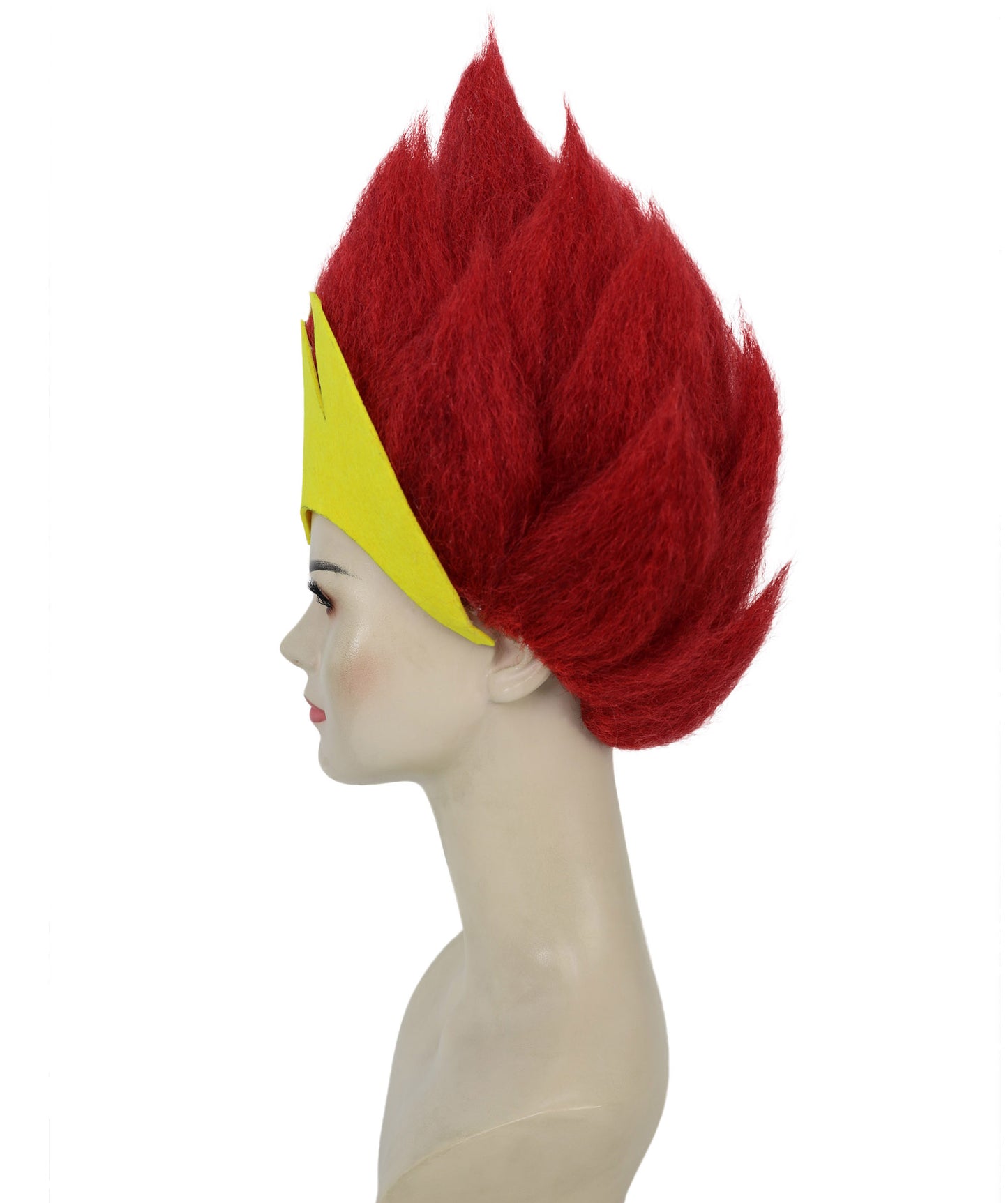 Women’s Fantasy Queen Fiery Red and Yellow Spiked Wig | Regal Villainess Hairpiece| Ideal for Halloween | Breathable Capless Cap