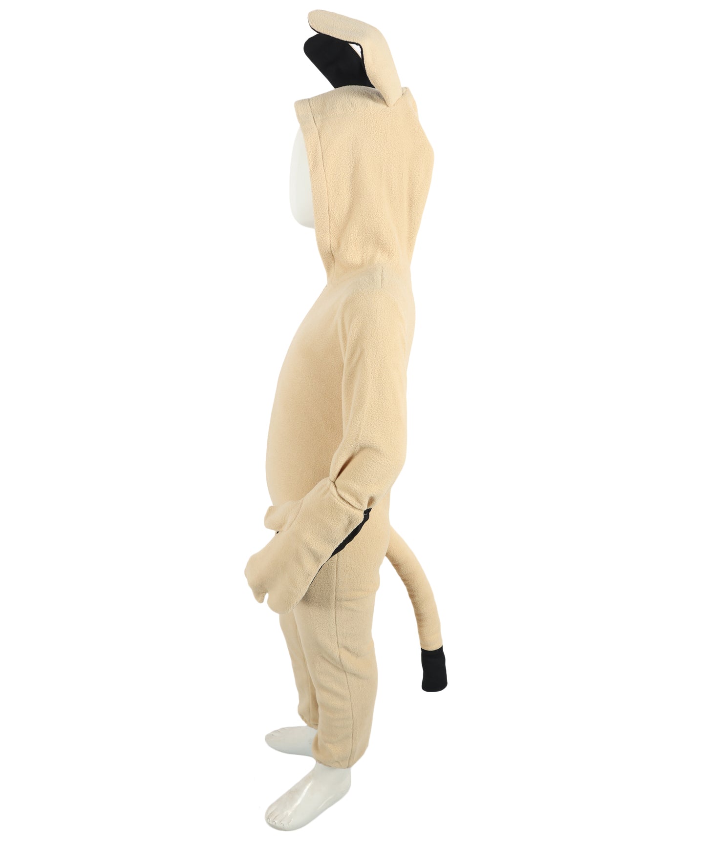 HPO Teen Khaki beige Animal-Inspired Costume | Cozy Hooded Jumpsuit with Ears & Tail | Soft Material for Halloween, Cosplay & School Plays