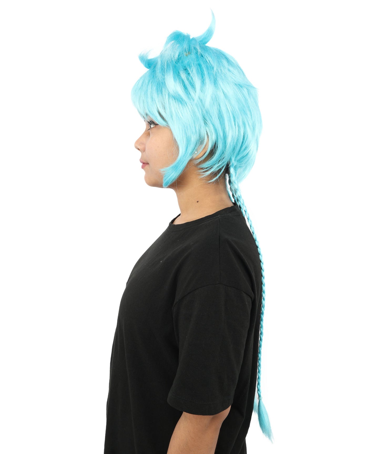 HPO Adult Women's Animal Ear Braided Wig | Multiple Color Options | Synthetic fiber, short bob with sculpted ears and long micro-braids, breathable base | Party, Halloween, theater, drag, performance, costume events