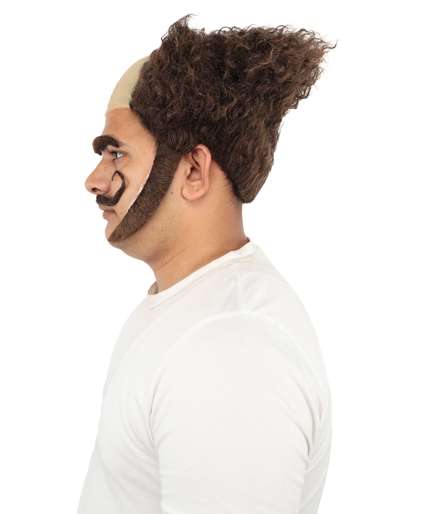 HPO Men's Wig Mustache Sideburn & Eyebrow Set | Animated Character-Inspired Fake Facial Accessories | Ideal for Halloween and Cosplay