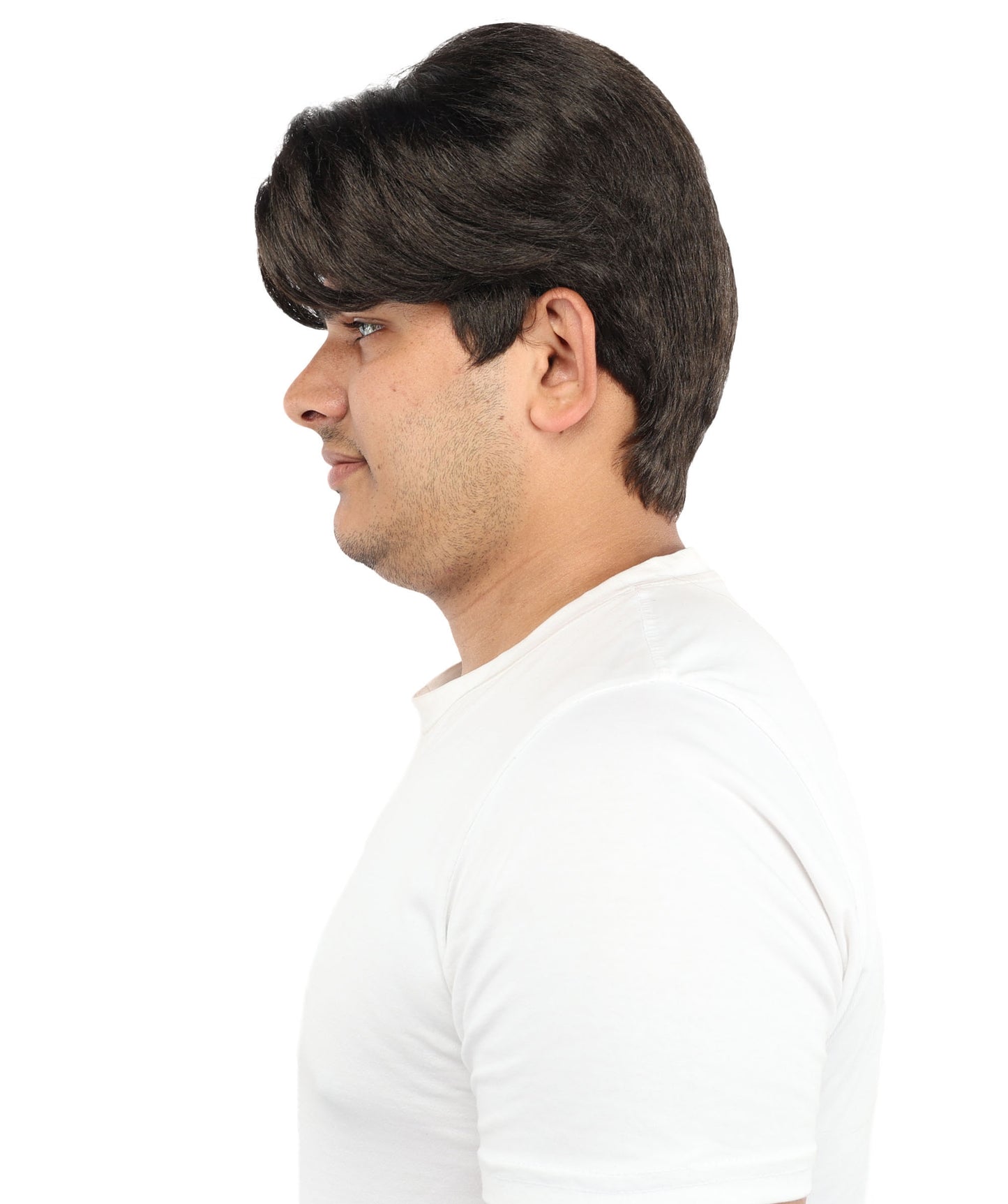 HPO Men's Lightweight Synthetic Short Dark Brown Wig | Natural Style & Capless Cap | Ideal for Halloween, Cosplay Drama, Theater & Party Looks