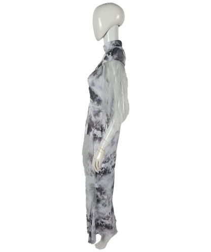 HPO Adult Women Traditional Chinese Long Satin Cheongsam Qipao Dress | Elegant Mandarin Collar with Floral Embroidery | Cultural Festival Performance & Wedding Outfit