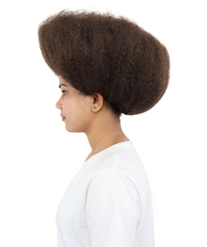 HPO Women's Afro Kinky Curly Wig in Brown | Short, Voluminous Synthetic Hair with Natural Texture |  For Halloween, and Daily Wear