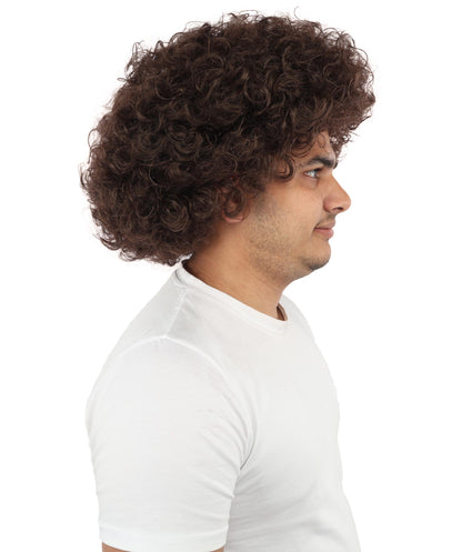 HPO Men's Soft Curly Afro Wig with Multiple Color Options | Flame-Retardant Synthetic Fiber | Perfect for Halloween, Cosplay and Themed Parties