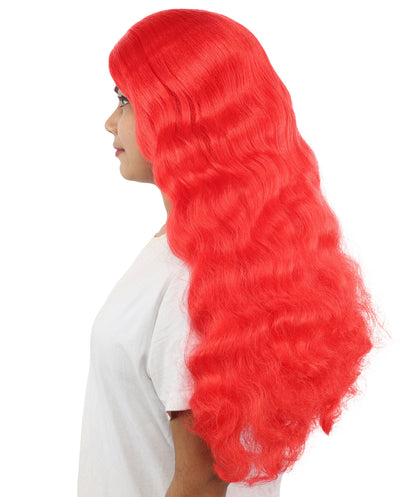 HPO Adult Women's Long Wavy Wig | Multiple Color Options | Center Parted Ginger Curls with Voluminous Ends, Heat Resistant Synthetic Fiber & Breathable Cap | Halloween, Teen Roleplay, Theater, Themed Party & Costume Events