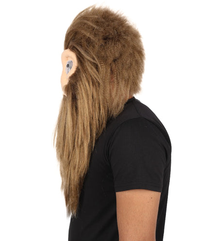 Adult Brown Furry Monster Costume Bundle & Mask Set with Tail | Bodysuit with Head Mask for Men | for Halloween, Cosplay & Themed Parties