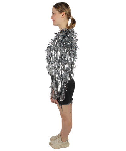 HPO  Women's Tinsel Sparkly Silver Jacket, Perfect for Halloween