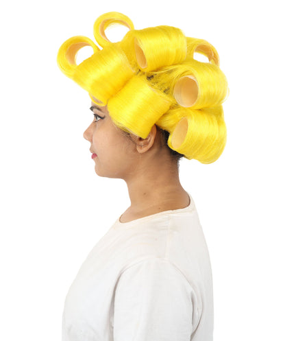 HPO Adult Women's Retro Roller Set Pink Wig | Multiple Color Options, create of synthetic fiber, large cylindrical curler texture, capless cap | Party, Halloween, theater, drag, performance, costume events